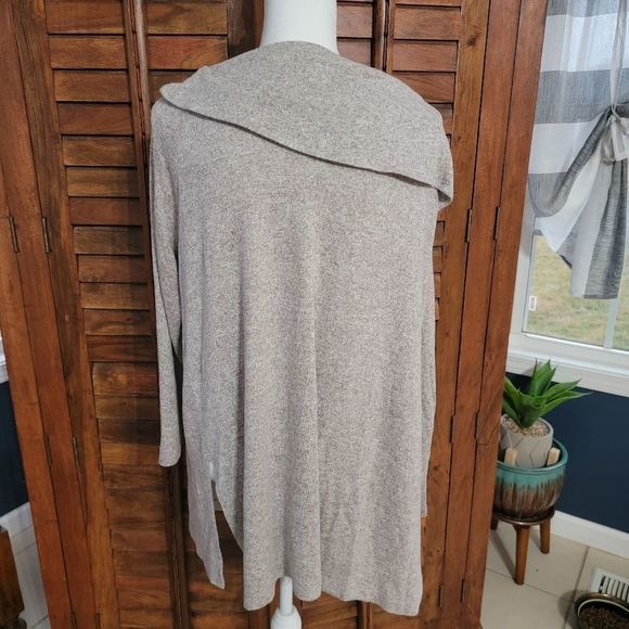 Zenergy by Chico's grey beige sweater Cowl Neck 3/4 sleeve soft size 3 or XL - Picture 2 of 6